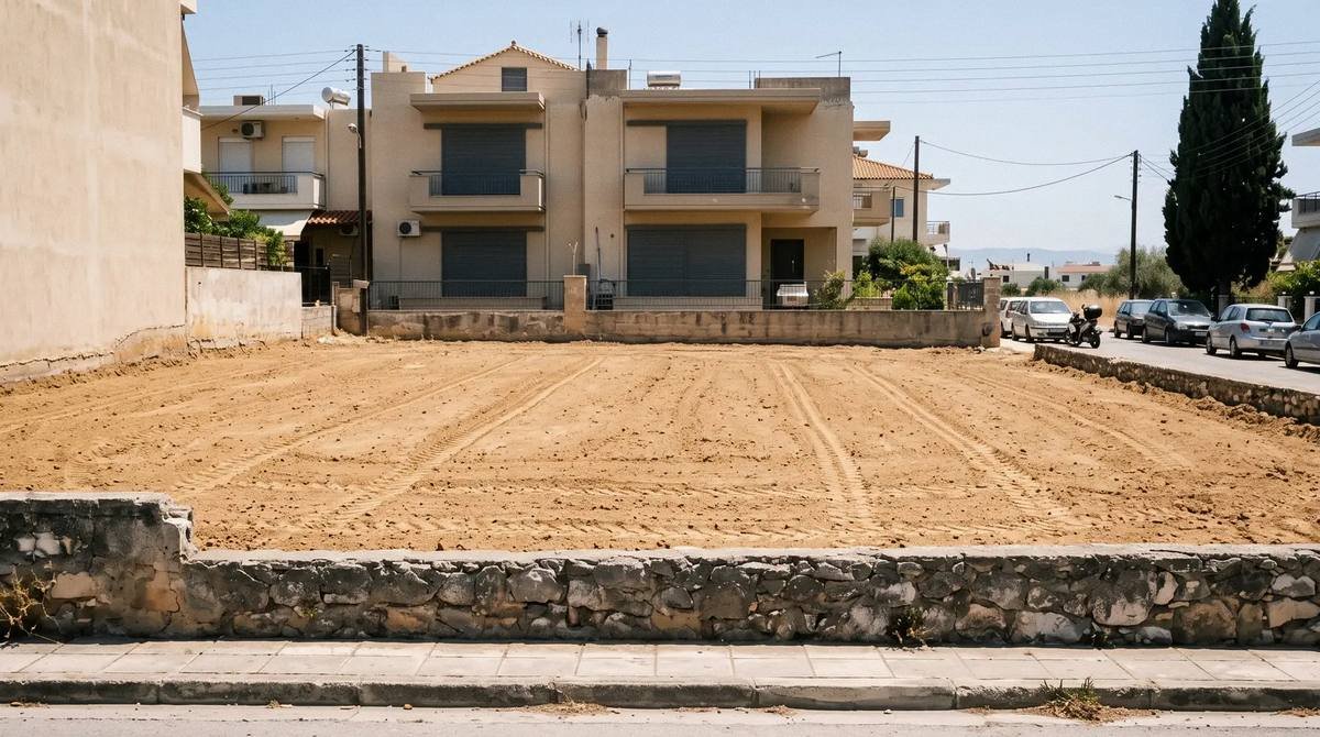 Το ίδιο οικόπεδο καθαρισμένο και ισοπεδωμένο μετά την επέμβαση